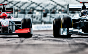 Racecars on a track